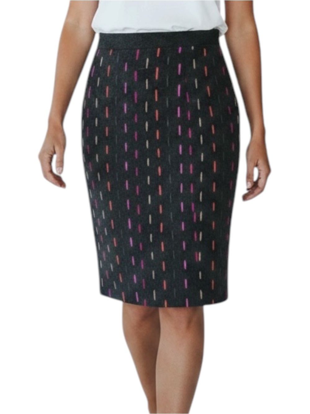 Artezzano Alpaca Lambs Wool Handcrafted Tailored Skirt Gray Multicolor Rare New